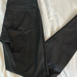J. Brand black wax coated jeans.